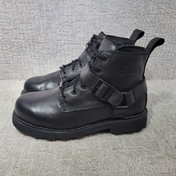 Harley Davidson Men's Size US 10 Black Leather Moc Toe Motorcycle Riding Boots. - Picture 5 of 10